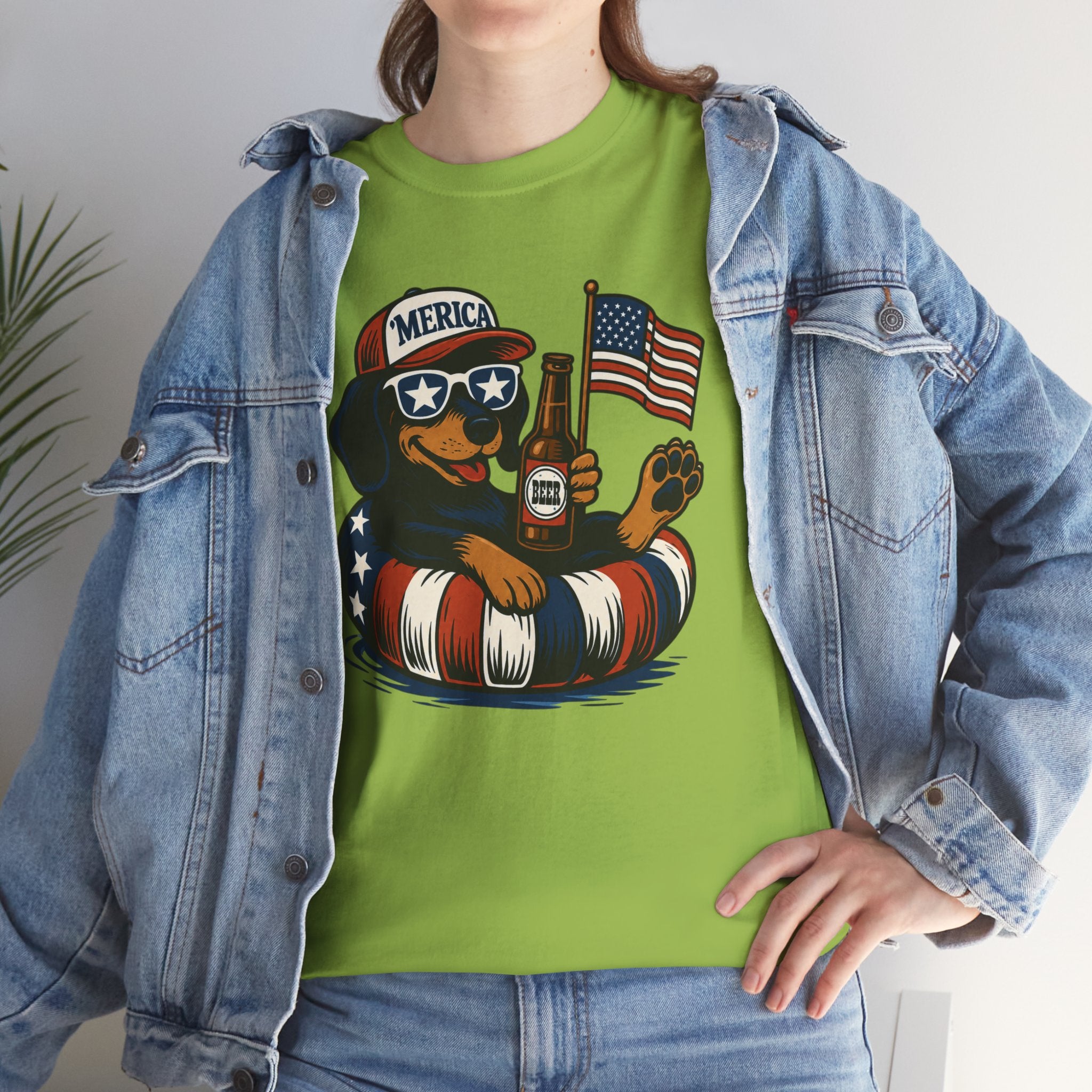 Patriotic Summer Tee American Flag Floatie, Beer & 'Merica Sunglasses t shirt viral fathers day July 4th