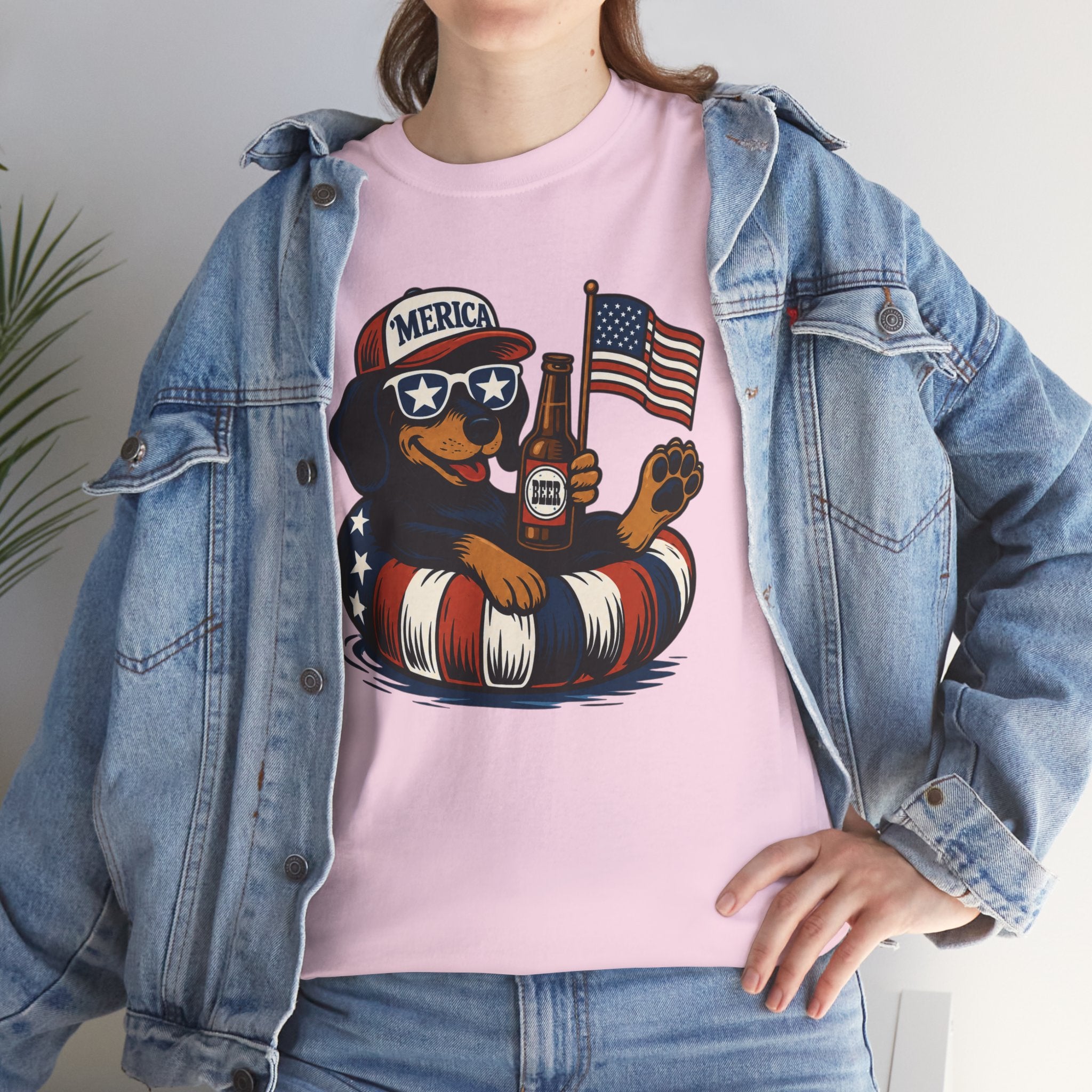 Patriotic Summer Tee American Flag Floatie, Beer & 'Merica Sunglasses t shirt viral fathers day July 4th